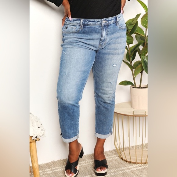 Kancan Mid Rise Slim Boyfriend Jeans - Picture 1 of 11